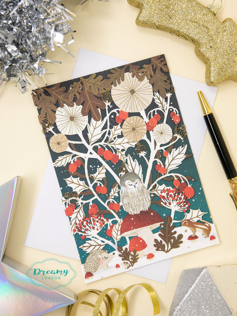 Owl & Frosty Forest Laser Cut Christmas Card