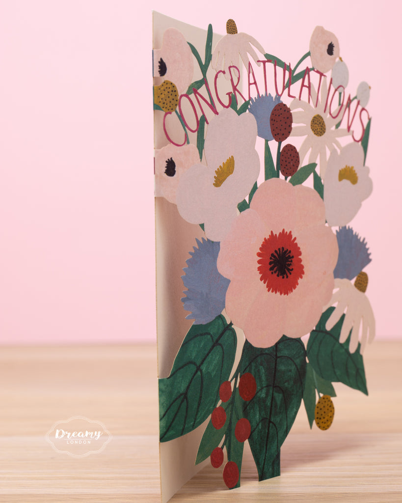 Congratulations Bouquet Card - Congratulations Card - dreamylondon