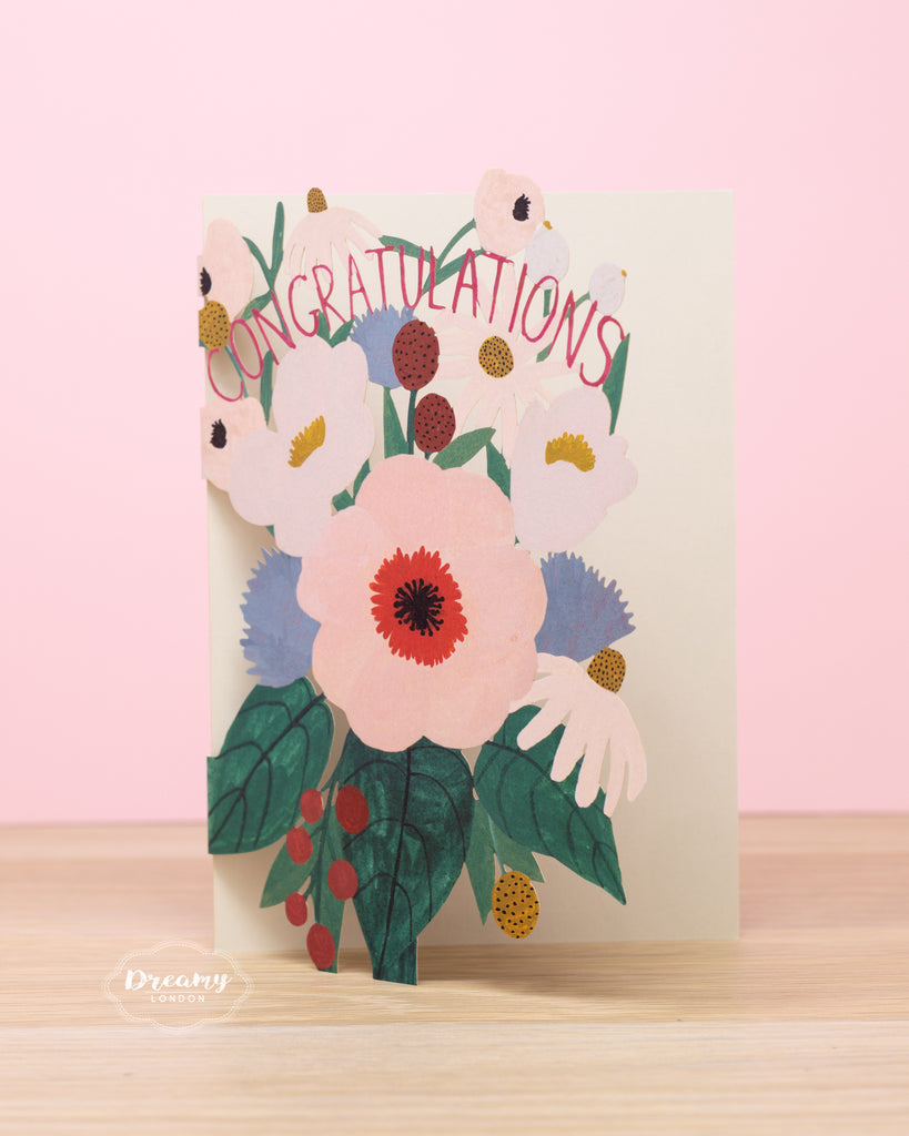 Congratulations Bouquet Card - Congratulations Card - dreamylondon