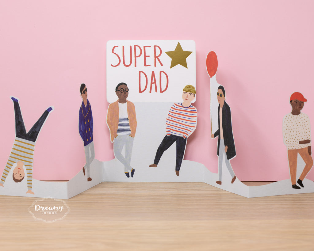 Super Dad Concertina Father's Day Card - dreamylondon