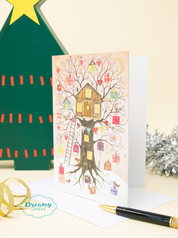 Christmas Tree House Advent Calendar Card 2023