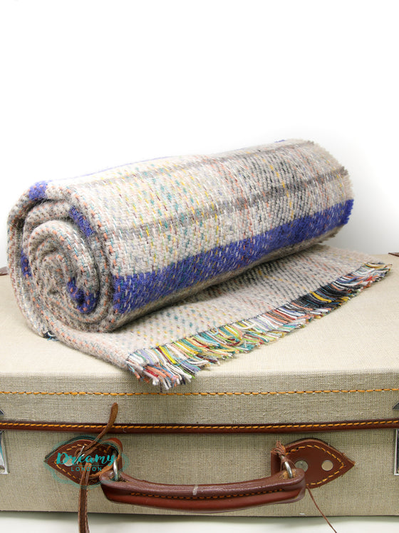 Riley Purple-Cream Recycled Wool Blanket