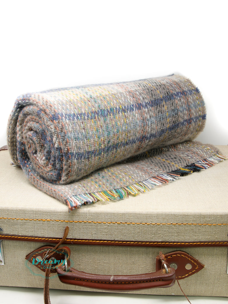Bennie Blue-Cream Recycled Wool Blanket