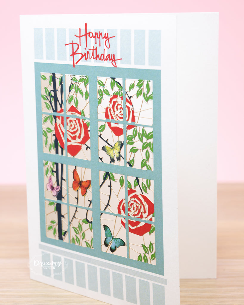 Rose Window Birthday Card - Laser-cut Greeting Card - Dreamy London
