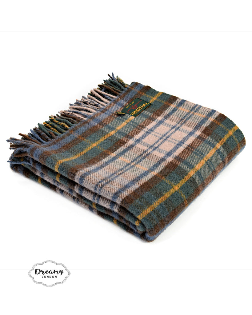 Antique Dress Gordon Tartan Wool Blanket, neutral coloured wool blanket, scottish tartan blanket - dreamylondon