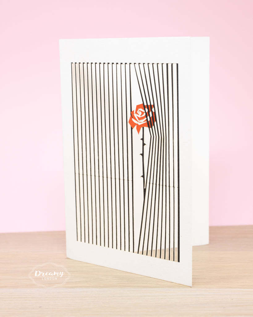 Passion of Love Rose Greeting Card, Single Rose Greeting Card Design - Dreamy London