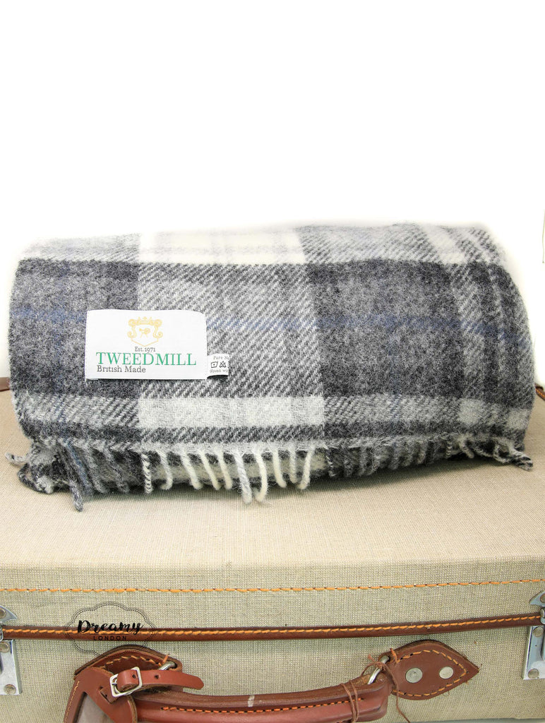Grey Buchanan Tartan Wool Blanket
