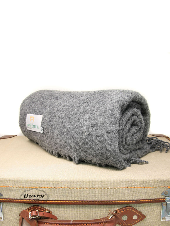Slate Grey Pure Wool Blanket