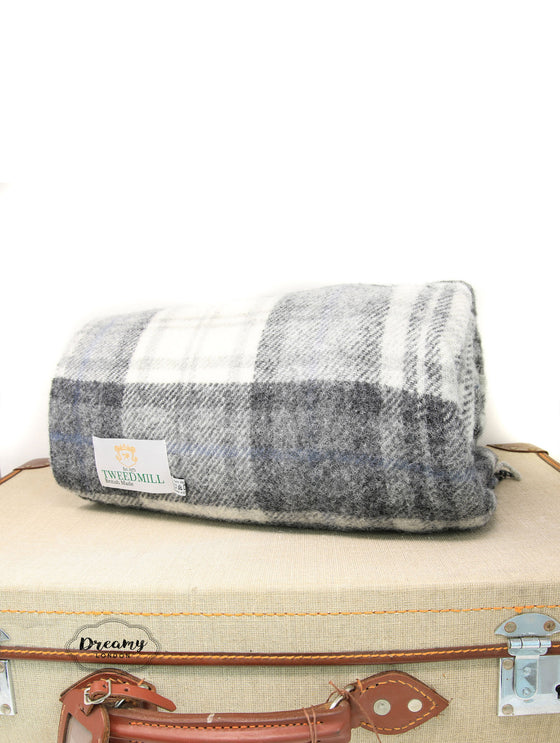 Grey Buchanan Tartan Wool Blanket