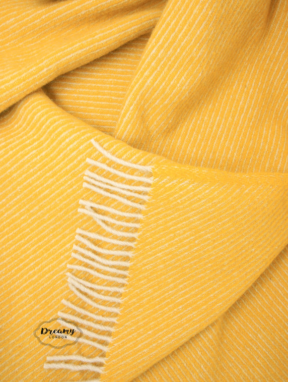 Mustard Yellow Stripy Thick Wool Blanket