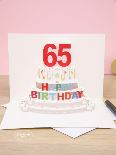 65th Laser-cut Pop Up Birthday Card