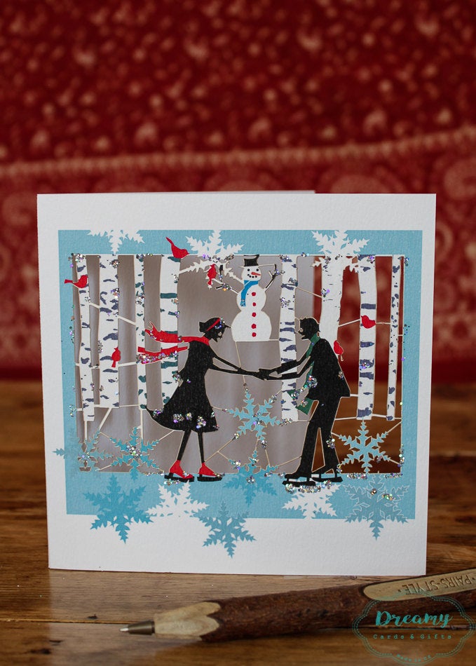 Ice-Skating Couple Christmas Card - dreamylondon