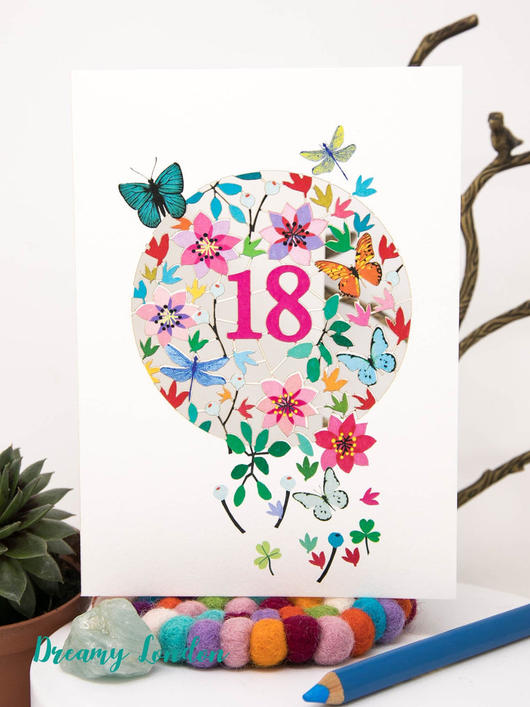18th Butterflies Birthday Card - dreamylondon