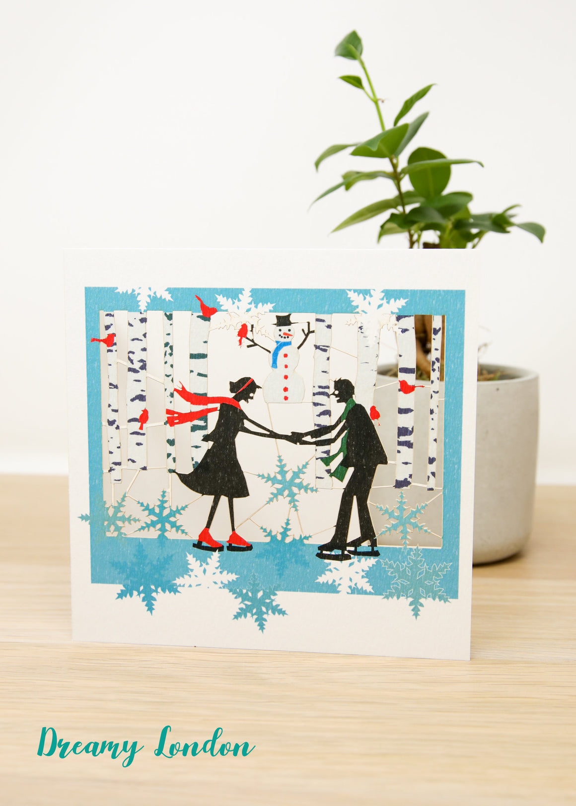 Ice-Skating Couple Christmas Card - dreamylondon