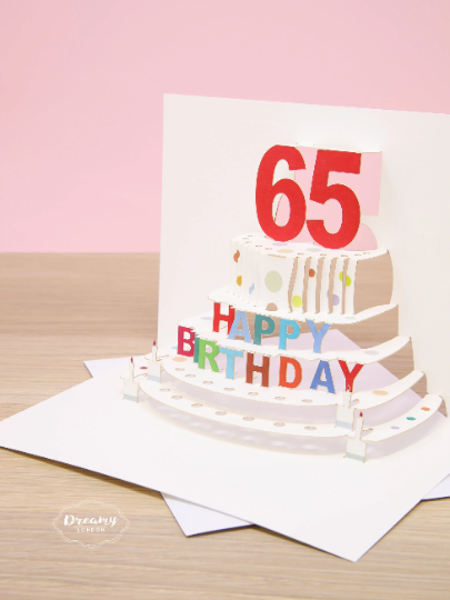 65th Laser-cut Pop Up Birthday Card