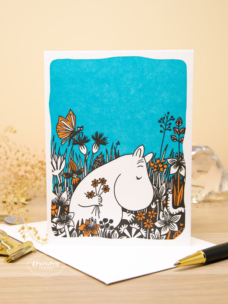 Moomin with flowers Greeting Card