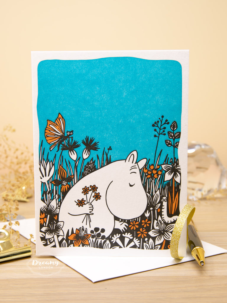 Moomin with flowers Greeting Card