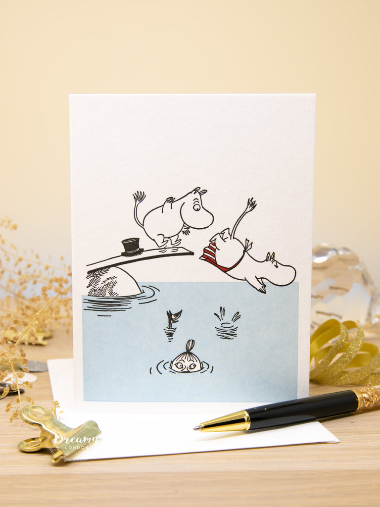 Diving Moomin Letterpress Greeting Card