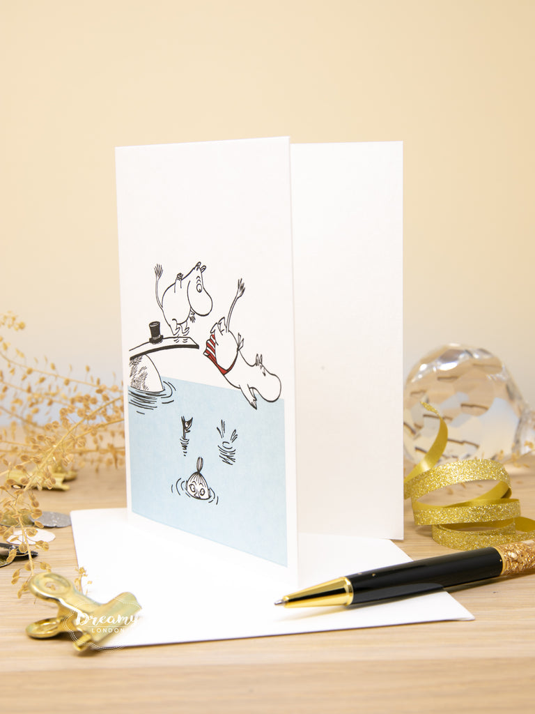 Diving Moomin Letterpress Greeting Card