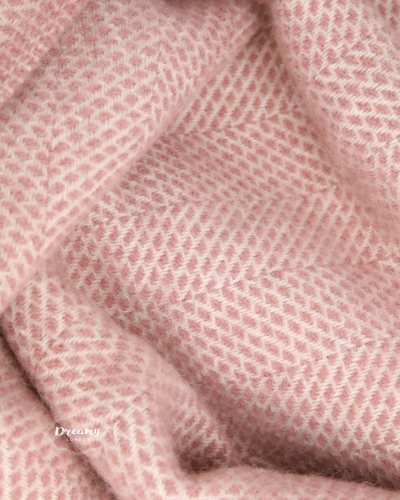 Folded Pink Wool Blanket - Pure Wool Blanket - dreamylondon