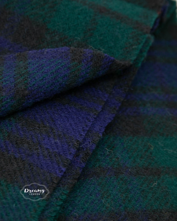 Folded Scottish Tartan Wool Blanket in Blackwatch Colour - Dreamy London