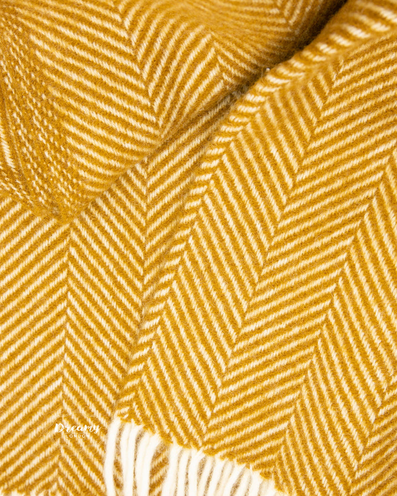 Mustard Yellow Thick Wool Blanket